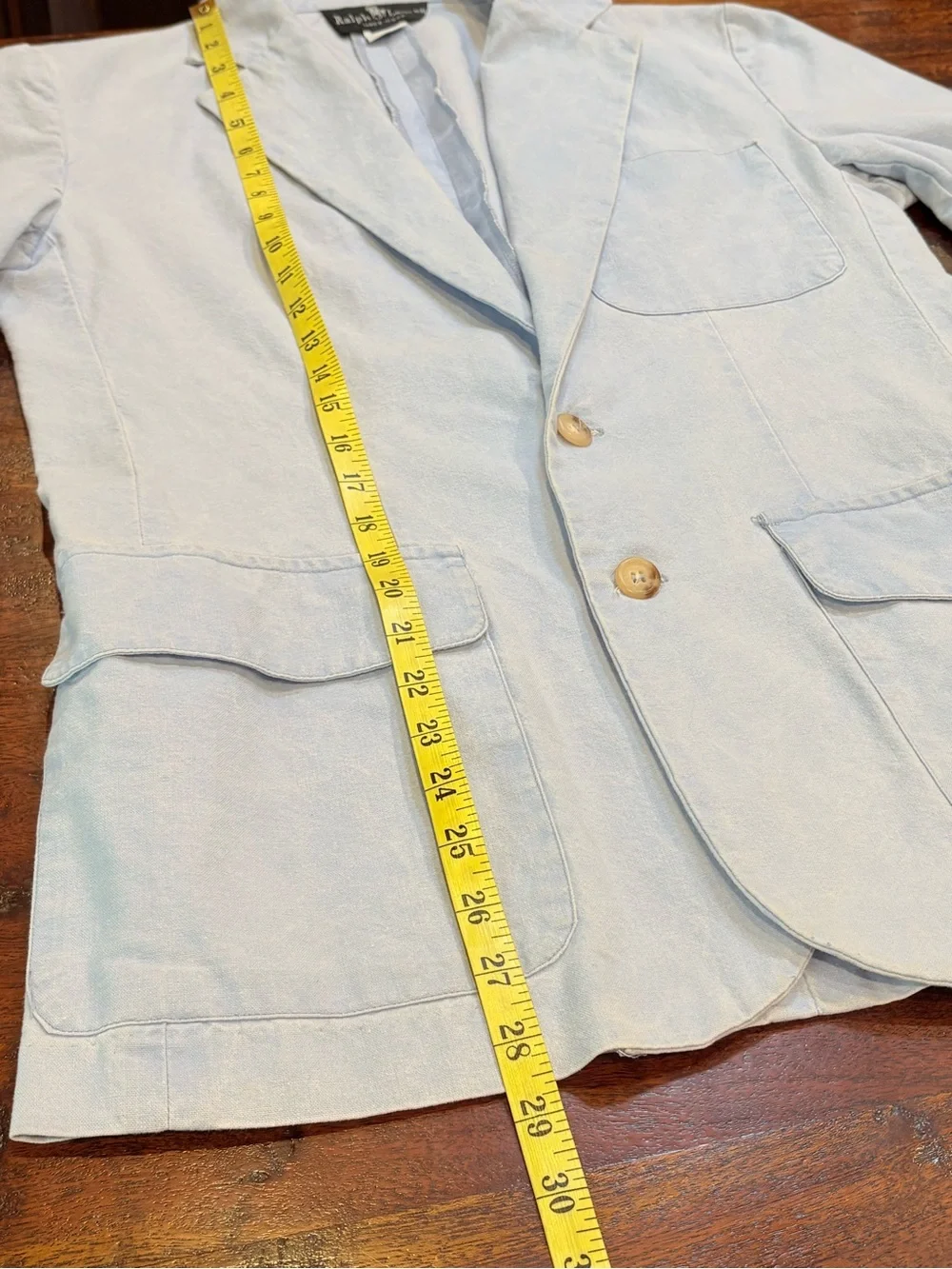 Vintage Ralph Lauren 80s Light Blue Women's Denim Blazer Jacket size Medium - Picture 15 of 15